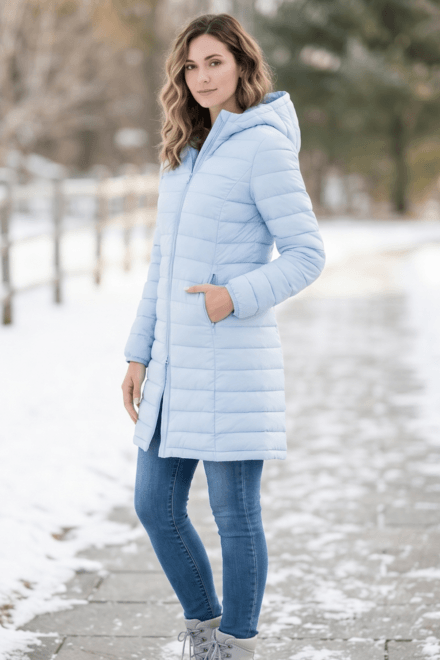 Padded Coat with Hood and Zipper Pockets