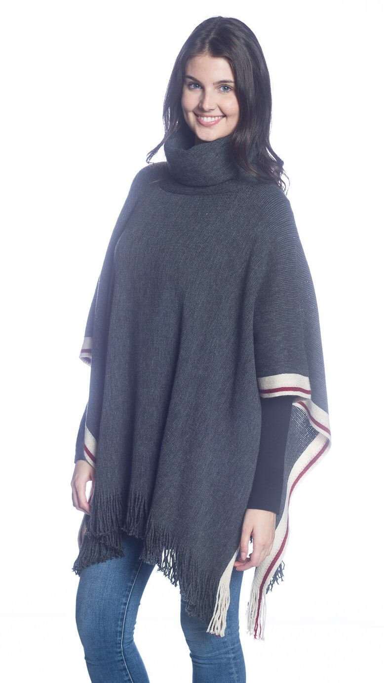 Knitted Cowl Neck Poncho Cape - DKR & Company Apparel / Clothes Out Trading