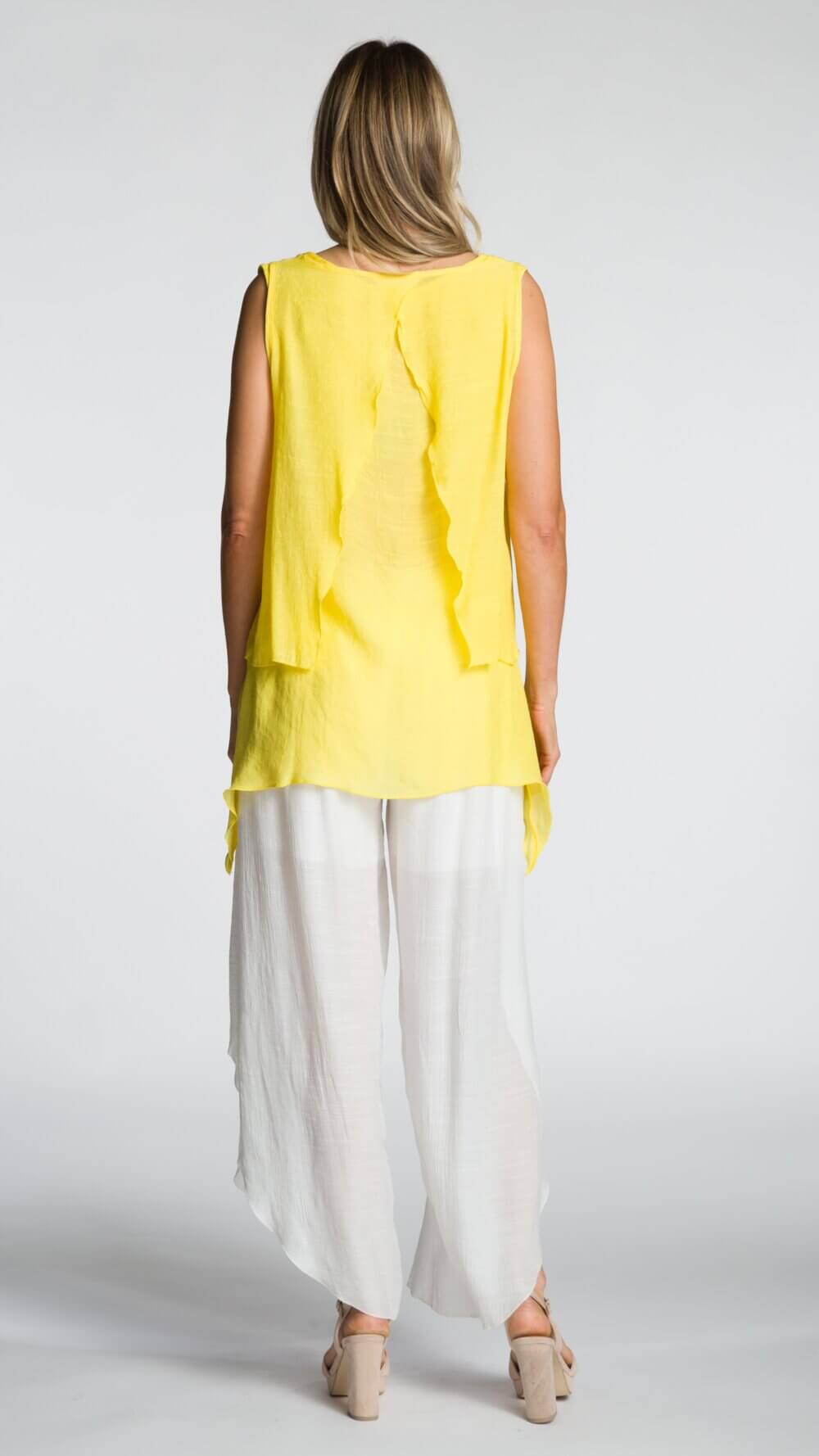 Sleeveless Round Neck Layered Tunic Top with Asymmetrical Hemline - Image 2