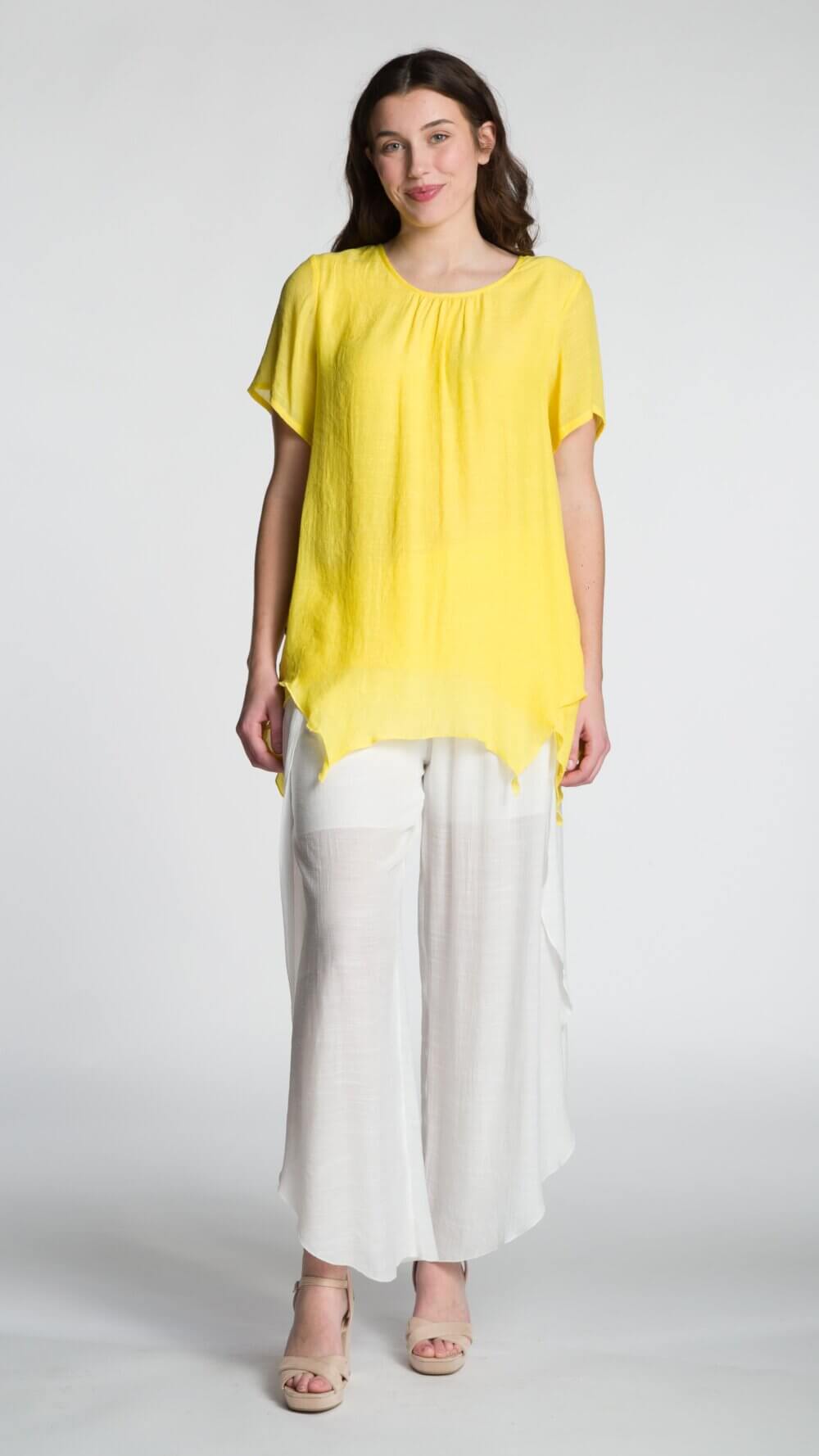 Short Sleeve Round Neck Layered Top with Button Detail - Image 7