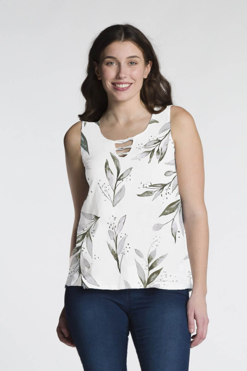 Sleeveless Top with Criss-Cross Front Neck Detail