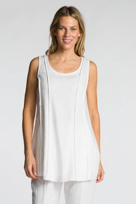 Sleeveless Scoop Neck A-Line Serge Edge Tank