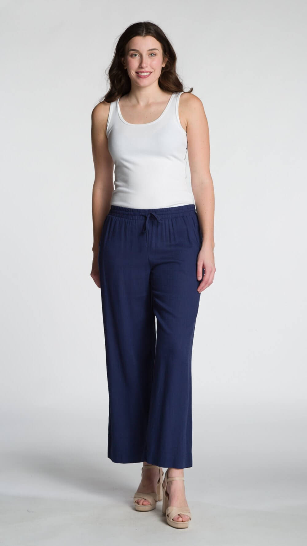 Wide Leg Pant with Elastic Waist, Drawstring and Pockets