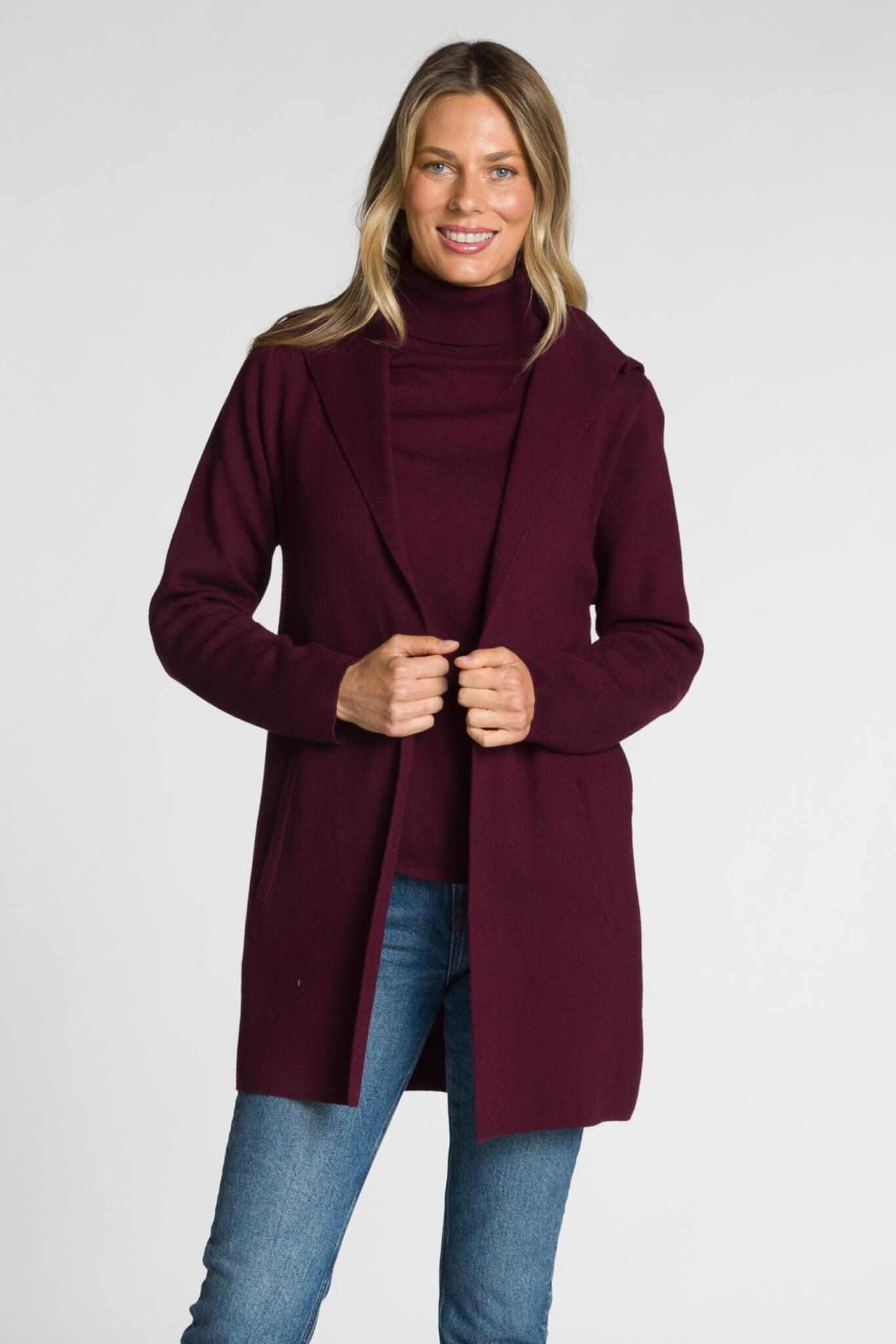 Long Sleeve Hooded Open Cardigan with Centre Back Seam and Angled Welt Pockets - Image 5