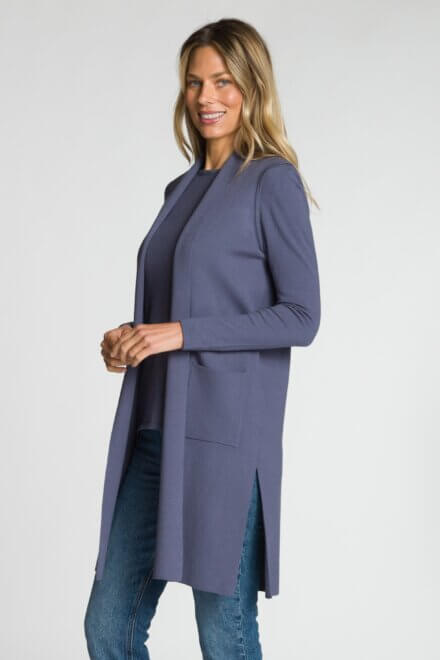 Sleeveless Long Vest with Side Slits and Patch Pockets