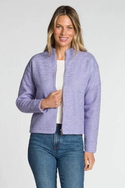 Long Sleeve Full Zip Stand Collar Jacket with Side Seam Pockets