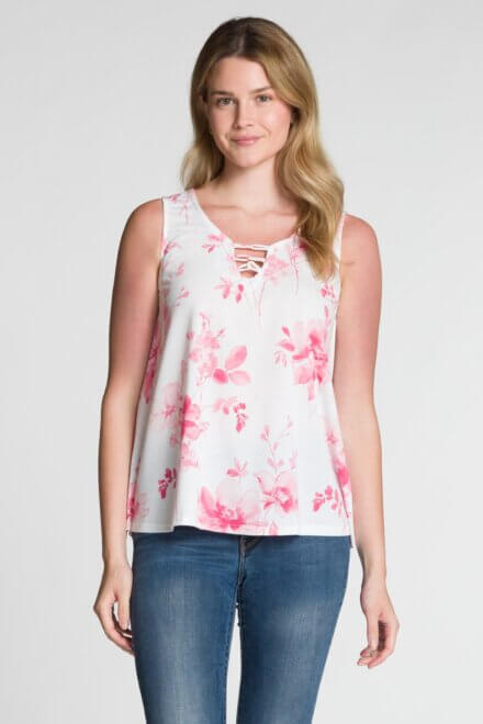 Sleeveless Top with Criss-Cross Front Neck Detail