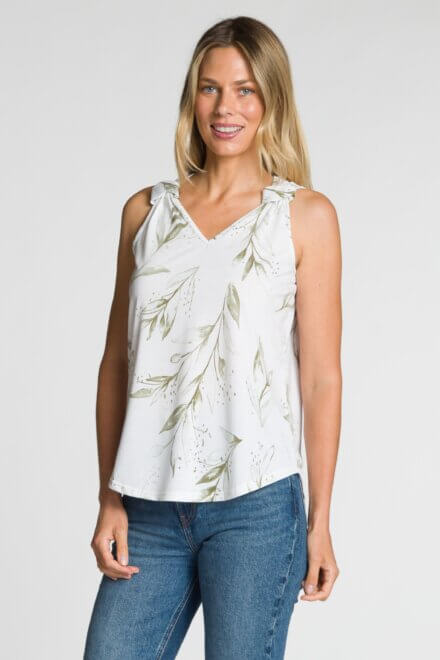 Sleeveless V-Neck Top with Knot Detail