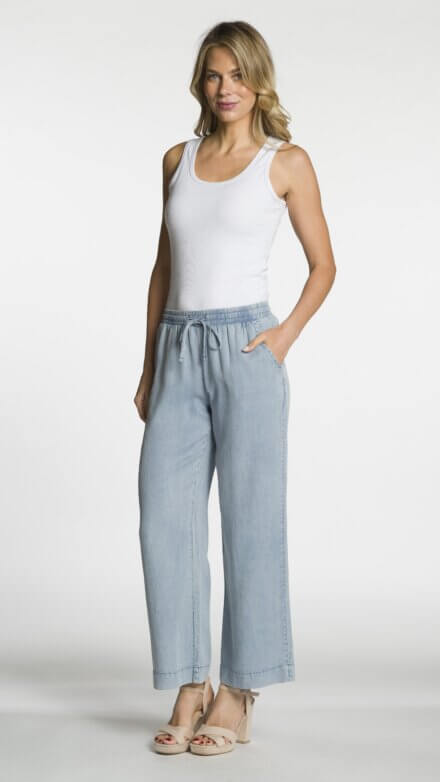 Wide Leg Pant with Elastic Waist, Drawstring and Pockets