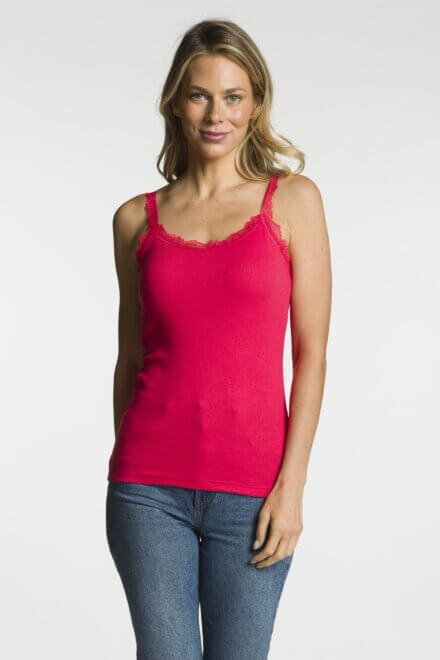 Lace Trim Rib Tank Top