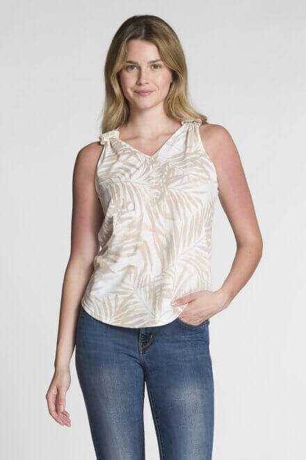 Sleeveless V-Neck Top with Knot Detail