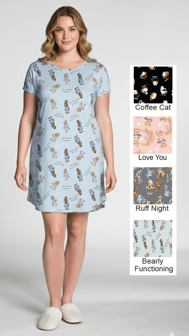 PLUS Ladies Short Sleeve Printed Night Shirt - Image 2