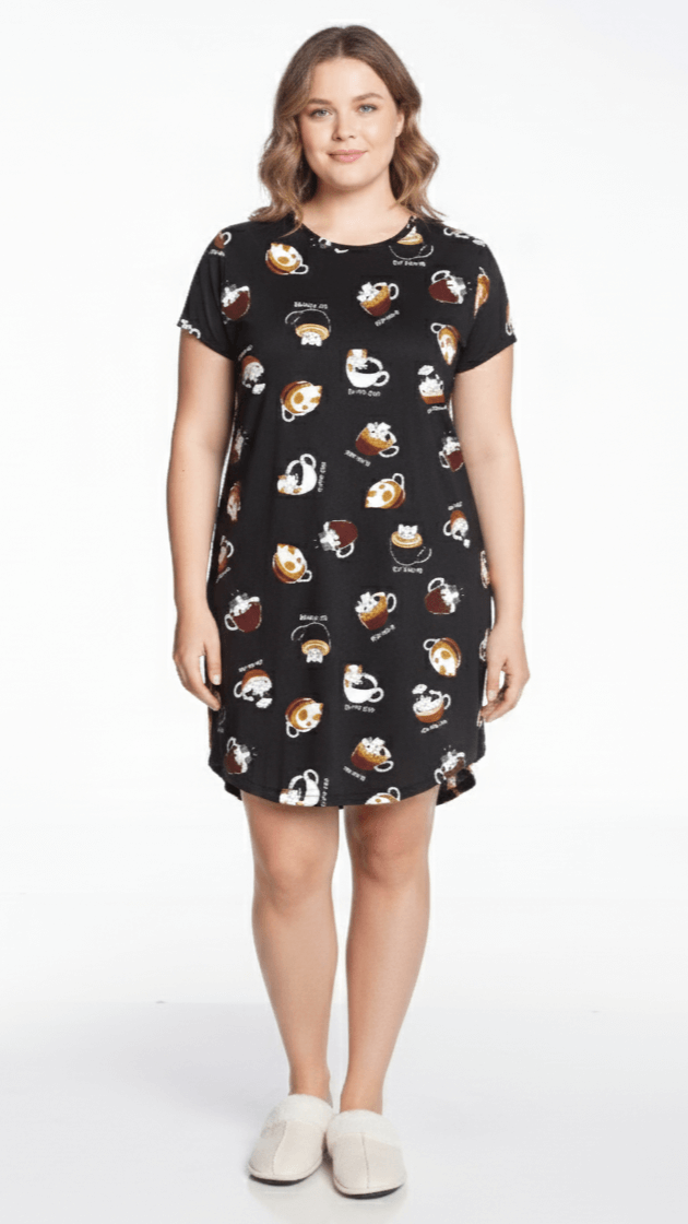 PLUS Ladies Short Sleeve Printed Night Shirt