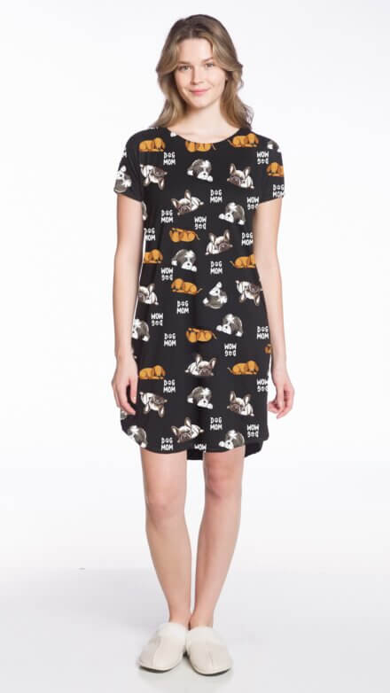 Ladies Short Sleeve Printed Night Shirt