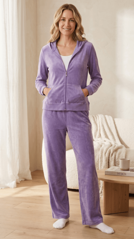 Ladies Two Piece Velour Set