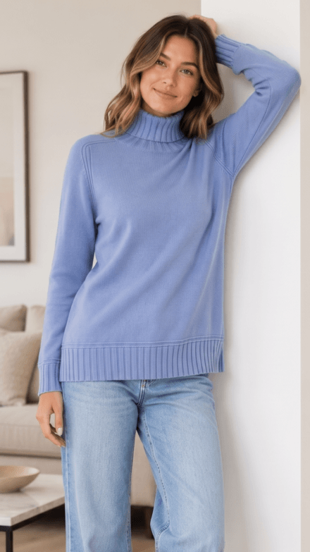 Long Sleeve Rib Turtle Neck Sweater