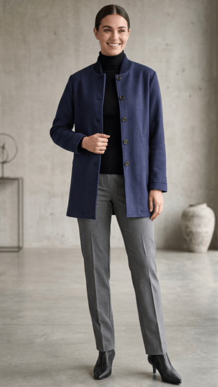 Long Sleeve Button Front Jacket with Pockets