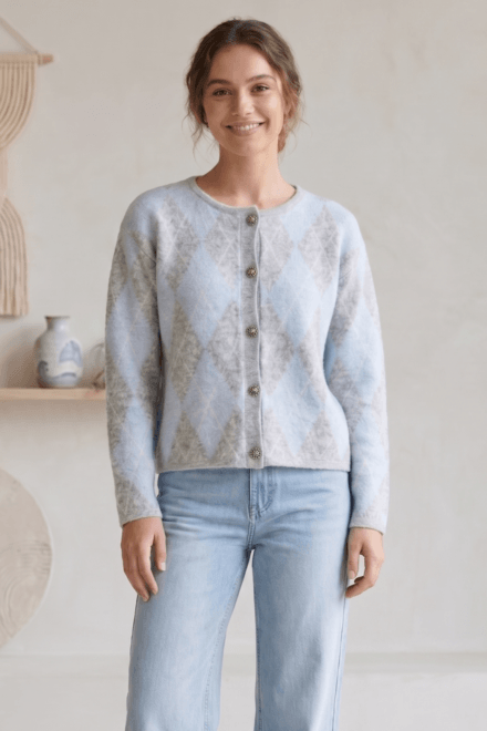Long Sleeve Crew Neck Button Front Cardigan
