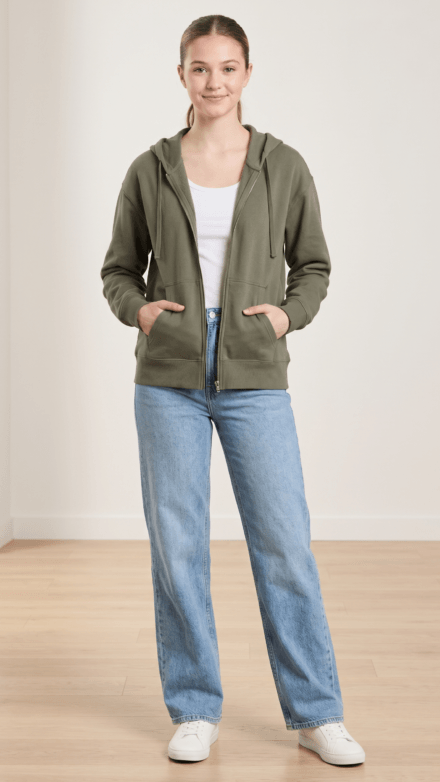 Long Sleeve Full Zip Hooded Jacket with Pockets