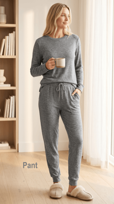 Lounge Pant with Elastic Waistband, Drawstring and Pockets