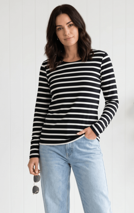 Long Sleeve Boat Neck Top