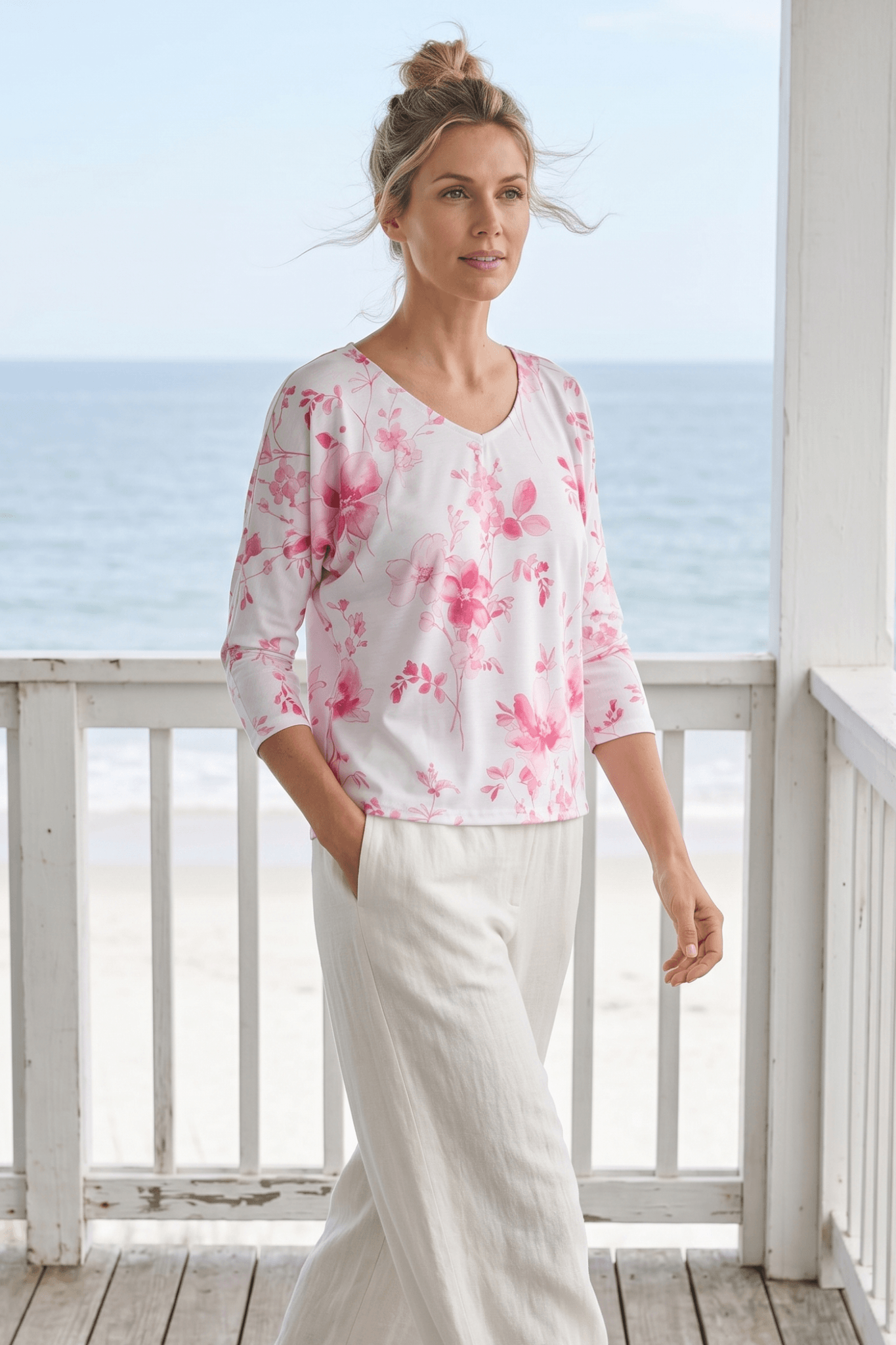 Dolman Sleeve V-Neck Top - Image 3