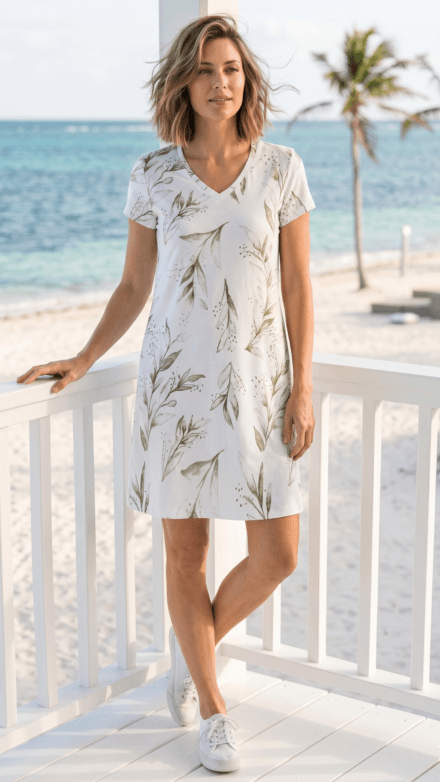Short Sleeve V-Neck Dress