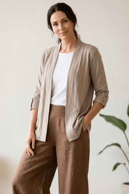 Roll-Up Long Sleeve Open Cardigan with Pockets