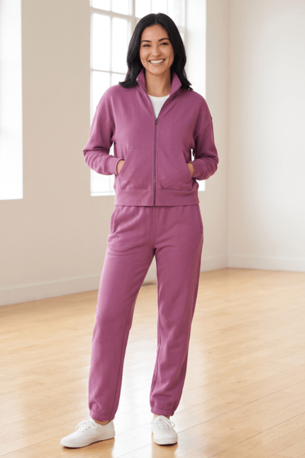 Long Sleeve Full Zip Stand Collar Jacket with Pockets