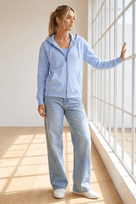 Long Sleeve Hooded Full Zip Jacket with Pockets